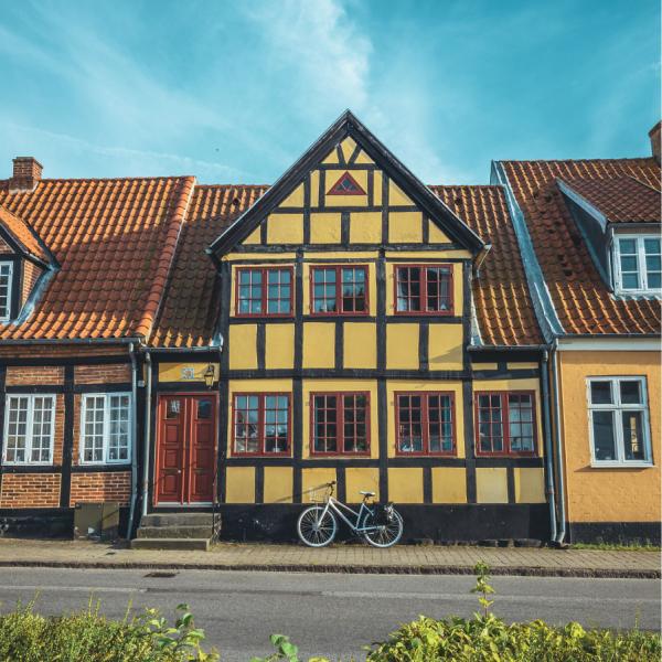 Maribo Häuser Fachwerk Fahrrad